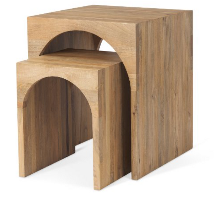 Chloe Set of 2 Cottage Wood Nesting Accent Tables
