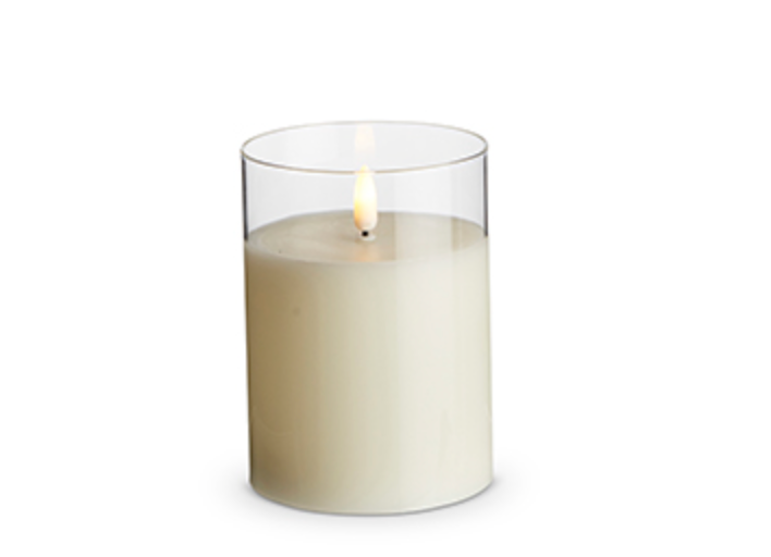 3.5" x 6" Clear Glass Ivory Pillar Candle