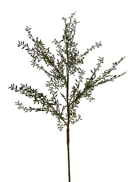 Artificial rosemary branch with leaves on a white background