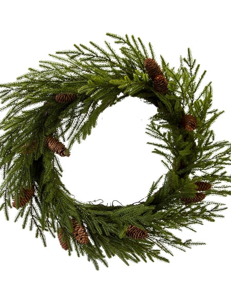 28" Fir Pine Cones Wreath