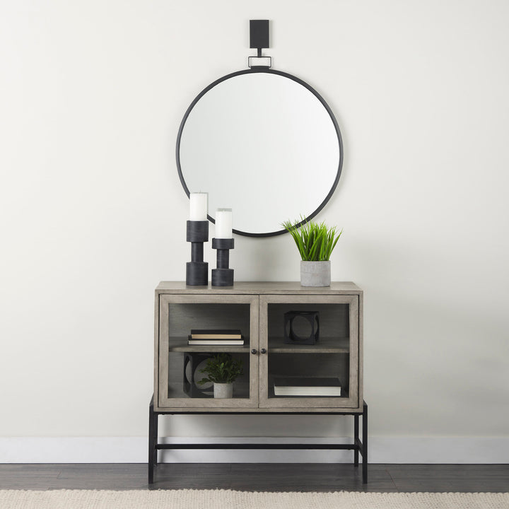 Modern console table with decorative candle holders