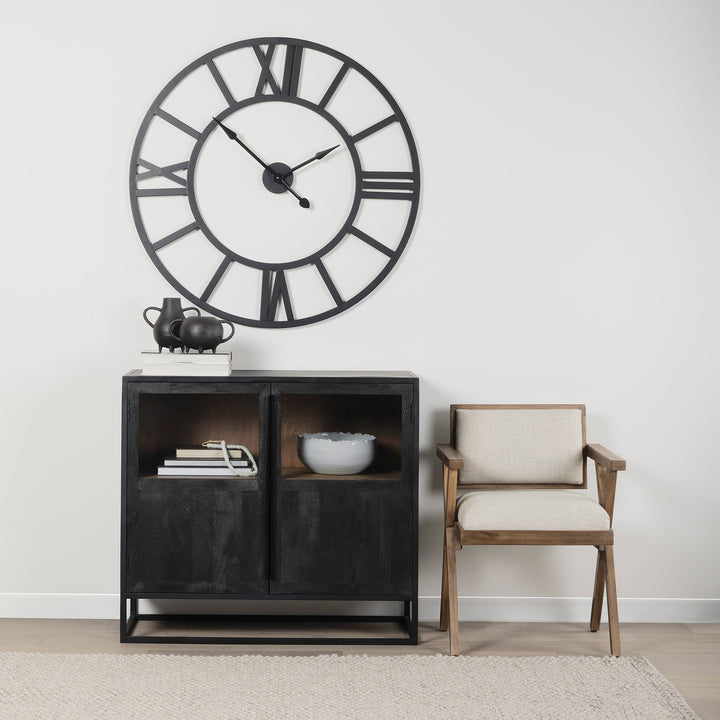 Stoke 42" Round Black Iron Wall Clock
