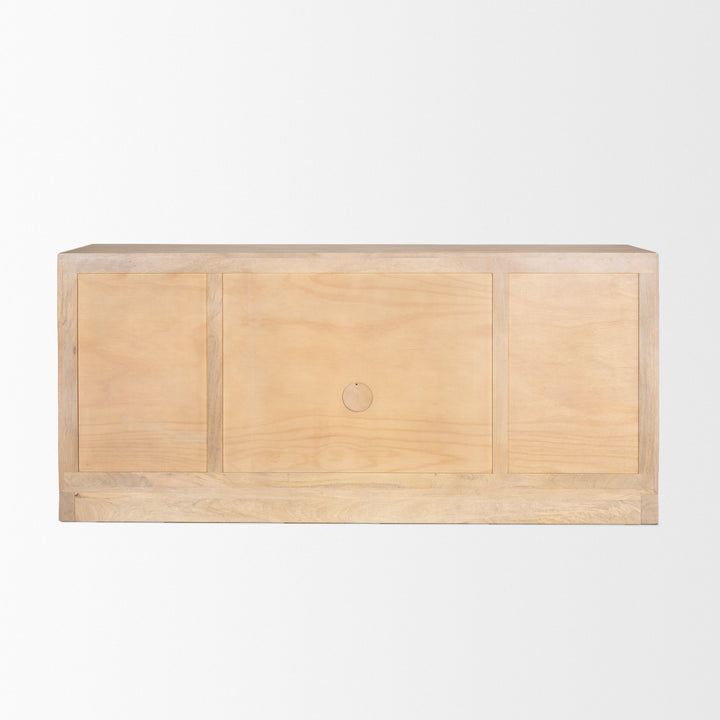 light wooden sideboard with glass doors