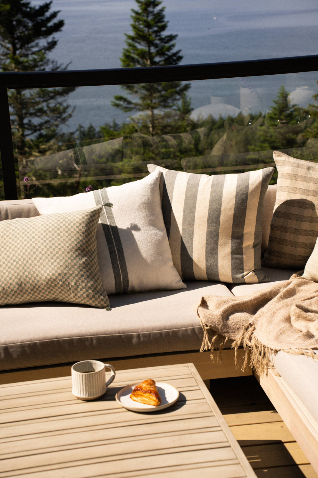 Slate Grey Wide Stripe Pillow