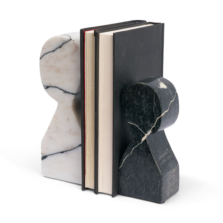 White & Black Marble Bookends