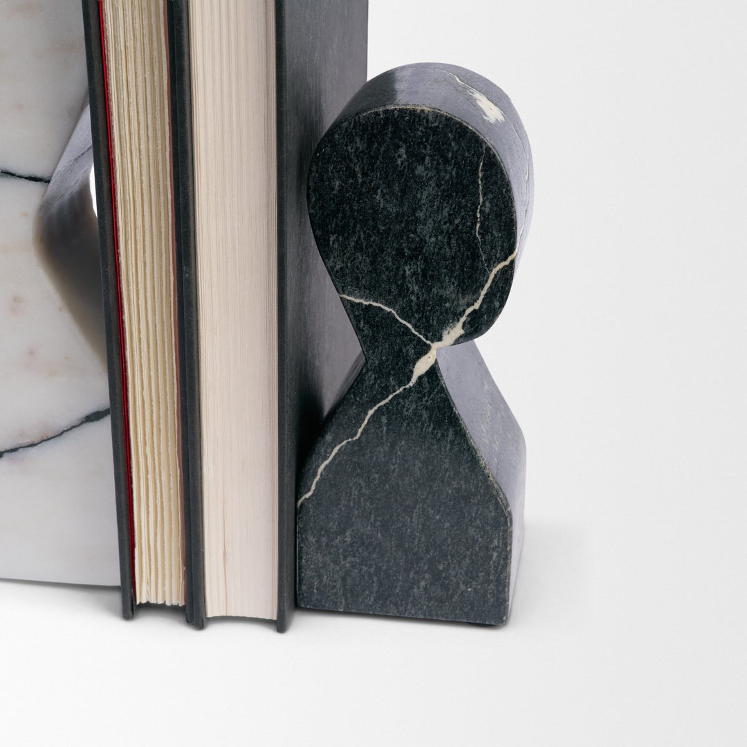 White & Black Marble Bookends
