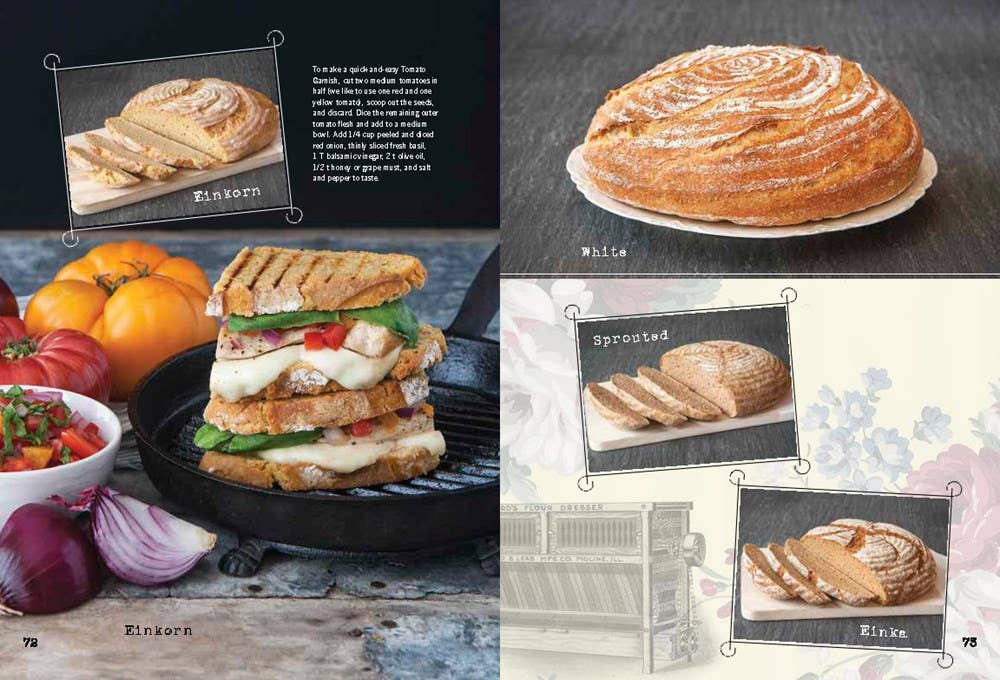 Collage of bread and sandwich images with text labels 