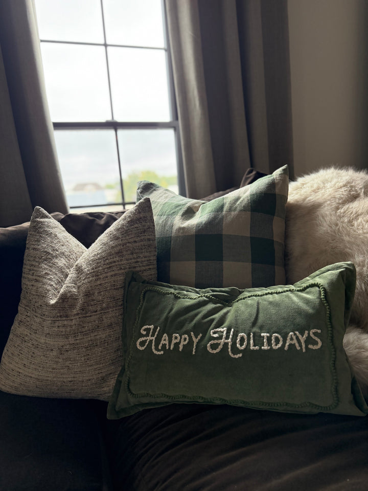 Green Happy Holidays Pillow