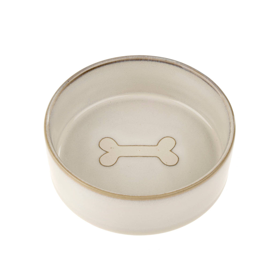 Small Pottery Pet Bowl, White
