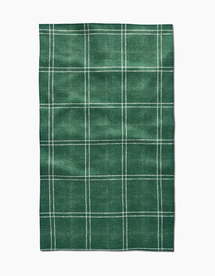 forest green and white plaid tea towel