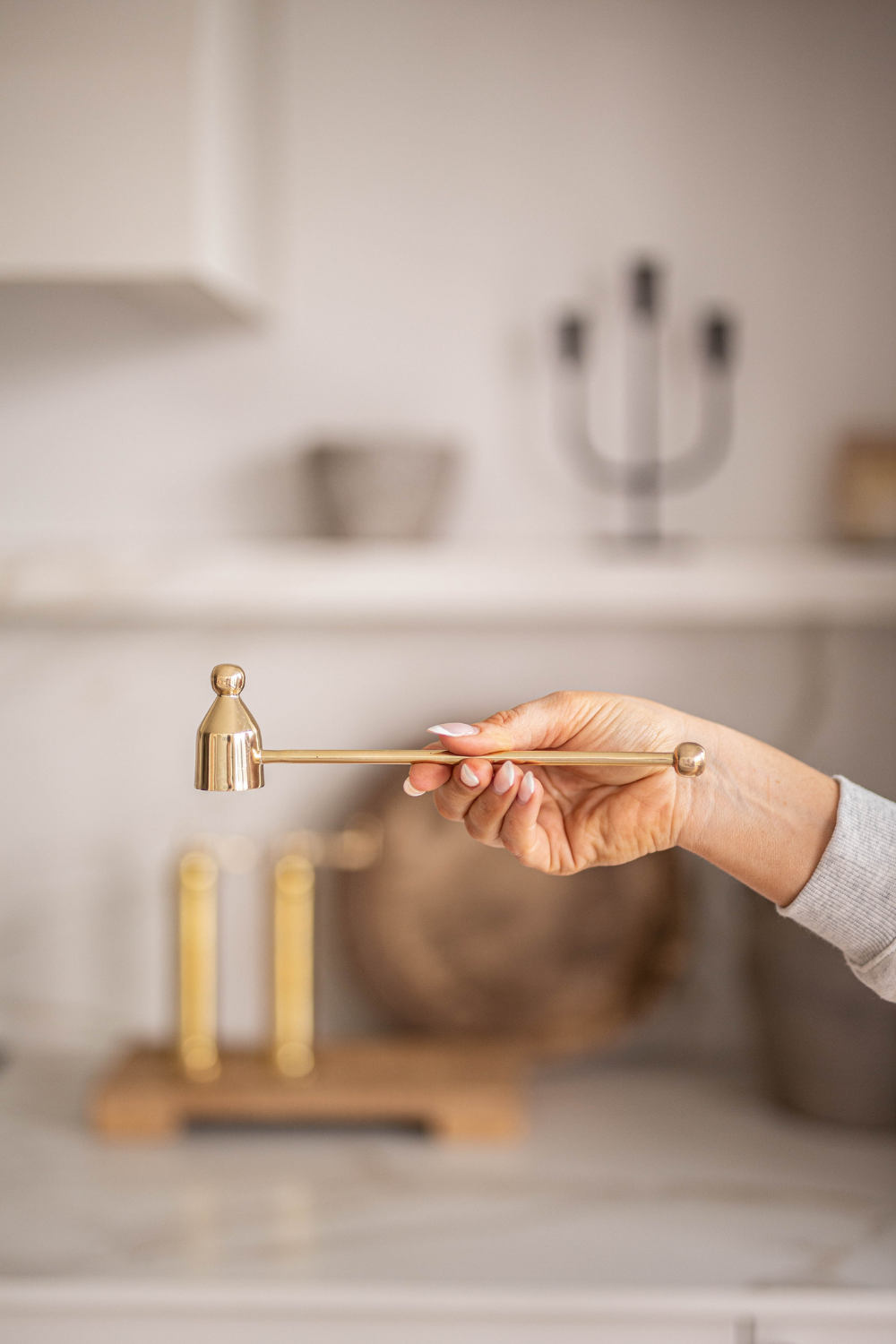 gold brass candle snuffer