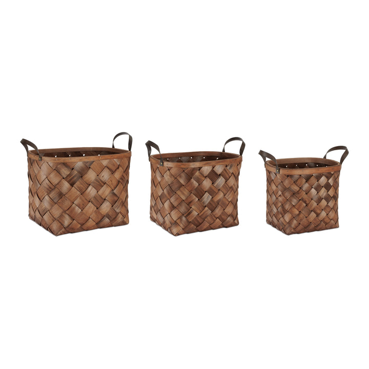 Wooden Baskets, Set of 3