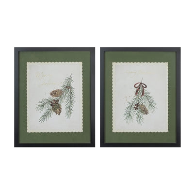 Merry Christmas w/Pine Print, 2 Styles