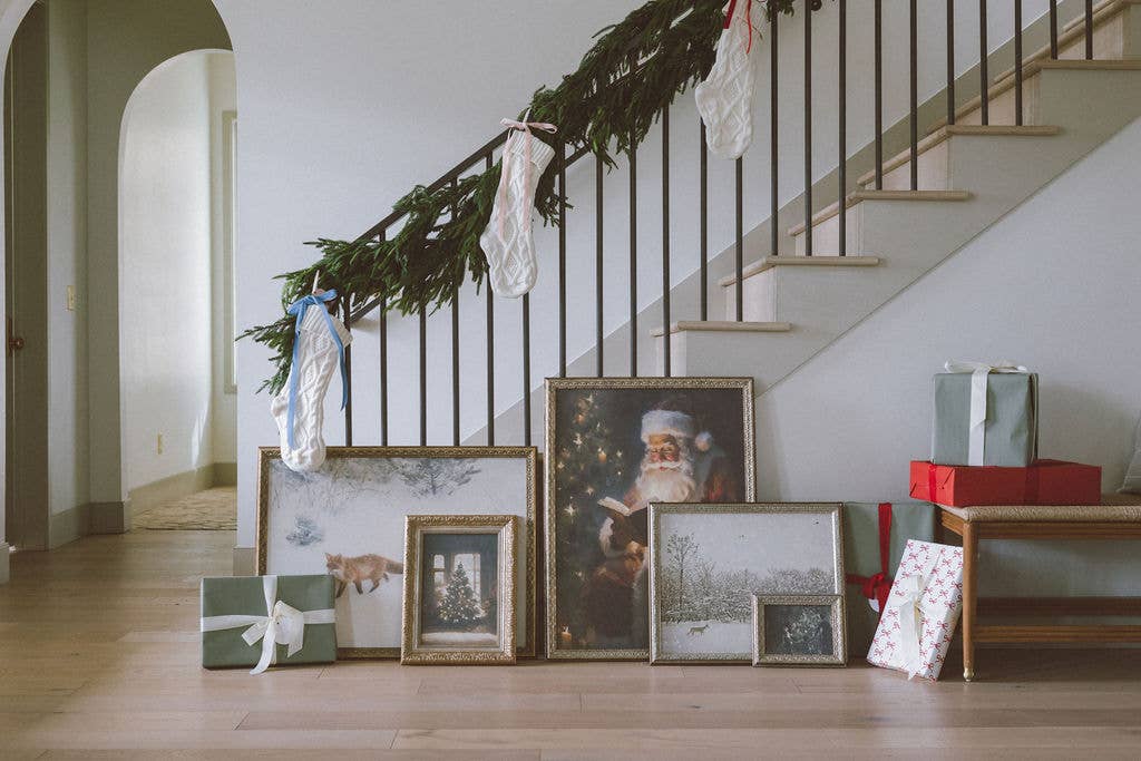 Gather Around the Tree Framed Antique Art: 10x8