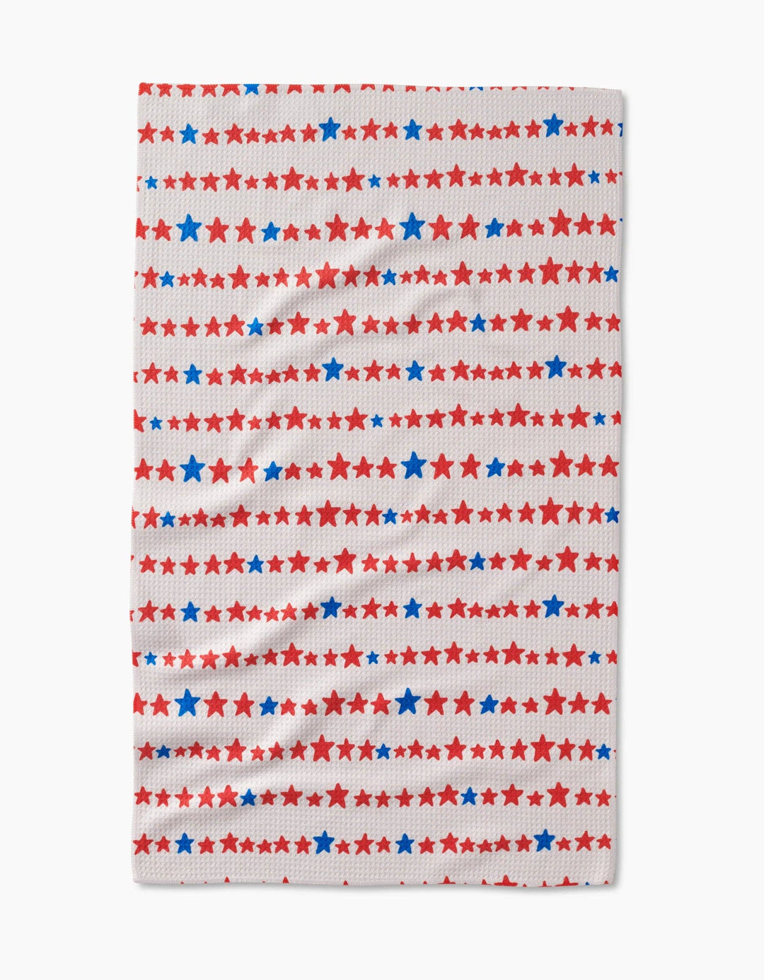 Fabric with red, white, and blue star pattern on a white background