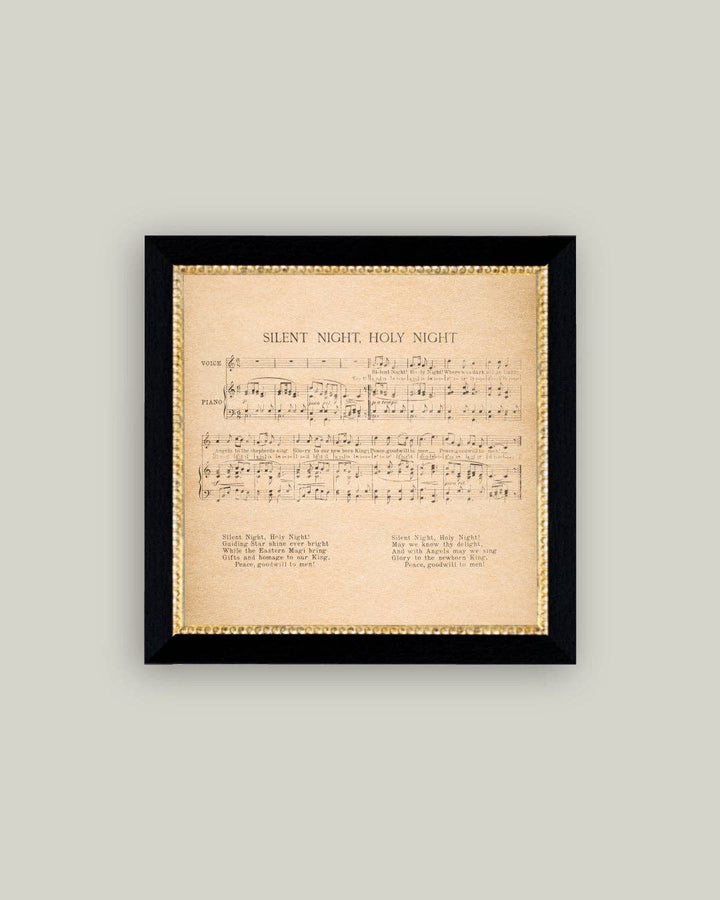 Framed sheet music for 'Silent Night, Holy Night'