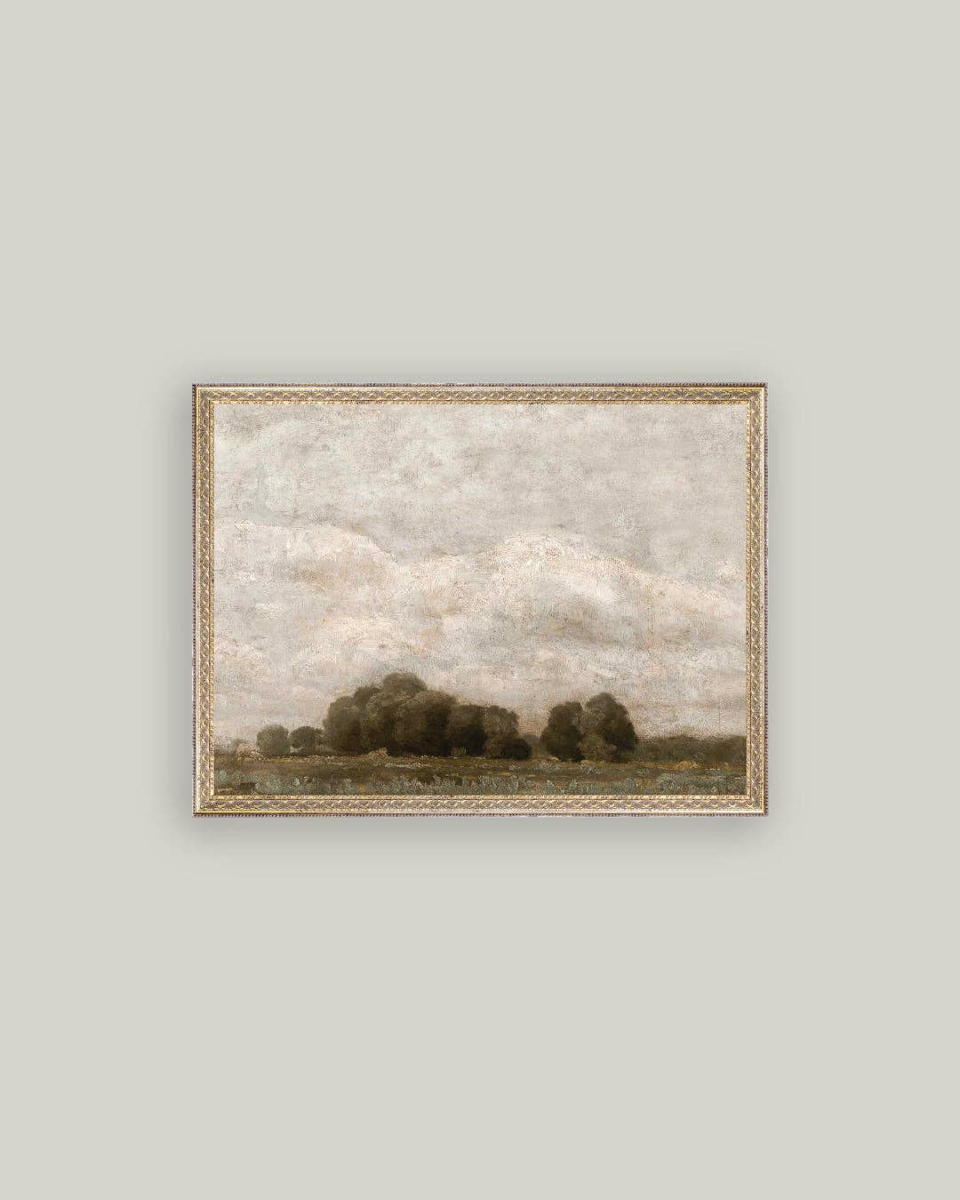 Tree and Cloud Landscape Framed Antique Art: 16x12