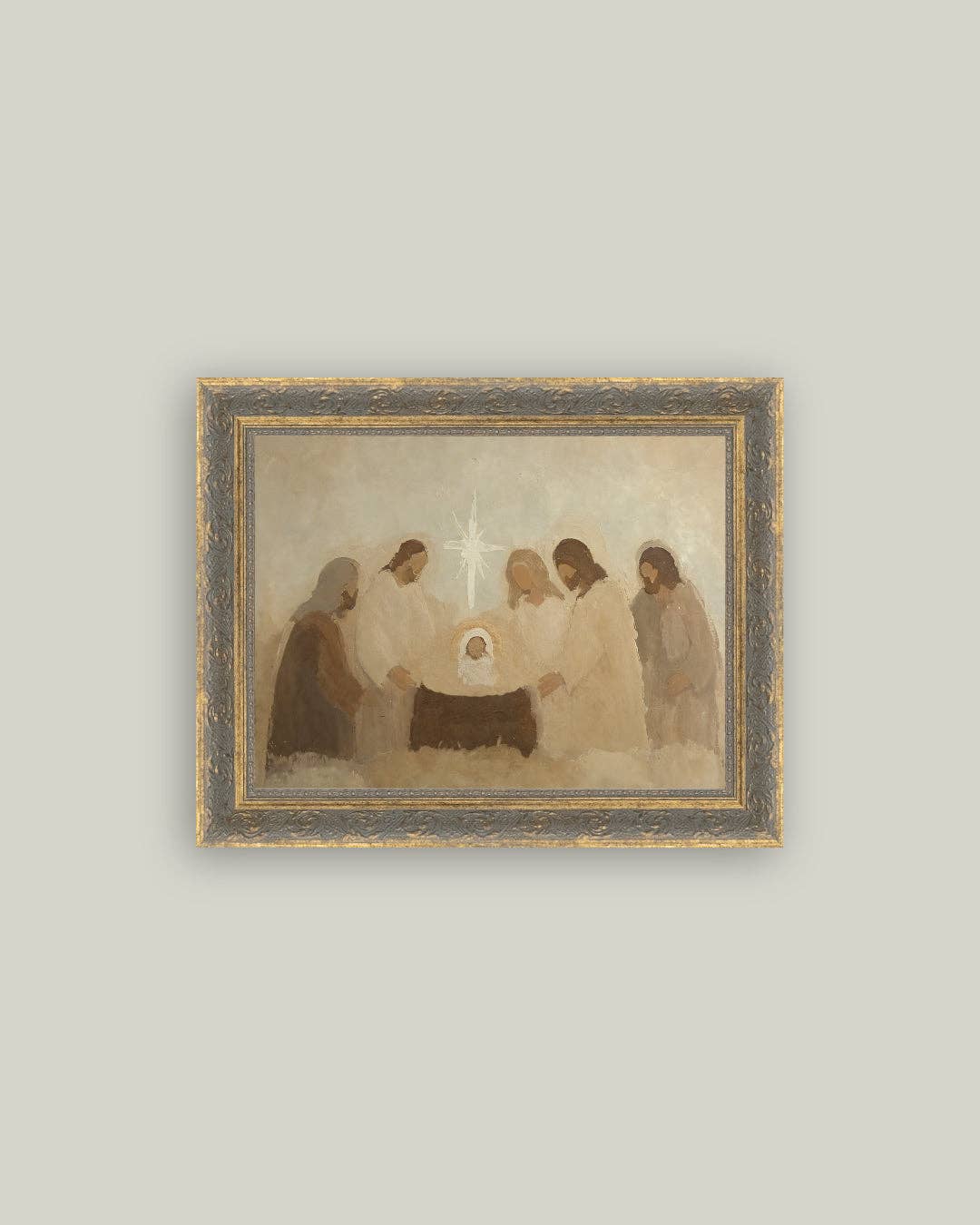 framed artwork of the nativity with star in the center