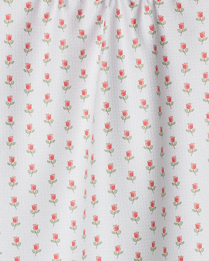 White fabric with red rose pattern