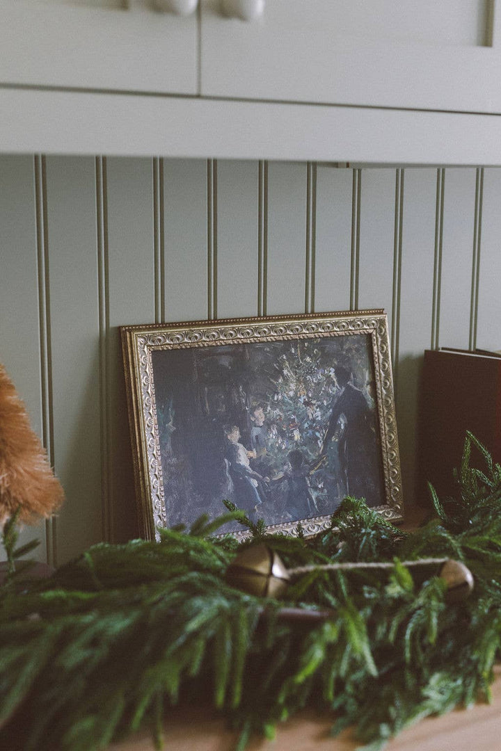 Gather Around the Tree Framed Antique Art: 10x8