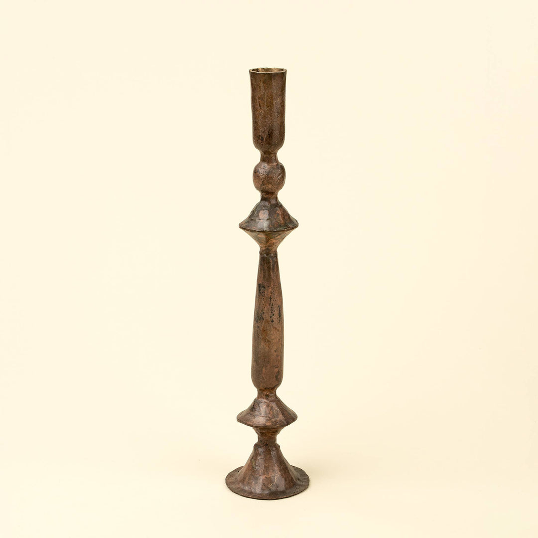 Petra Forged Rustic Brass Candlestick