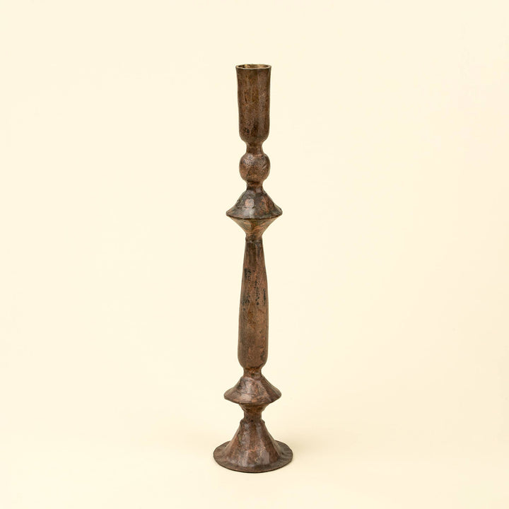 Petra Forged Rustic Brass Candlestick