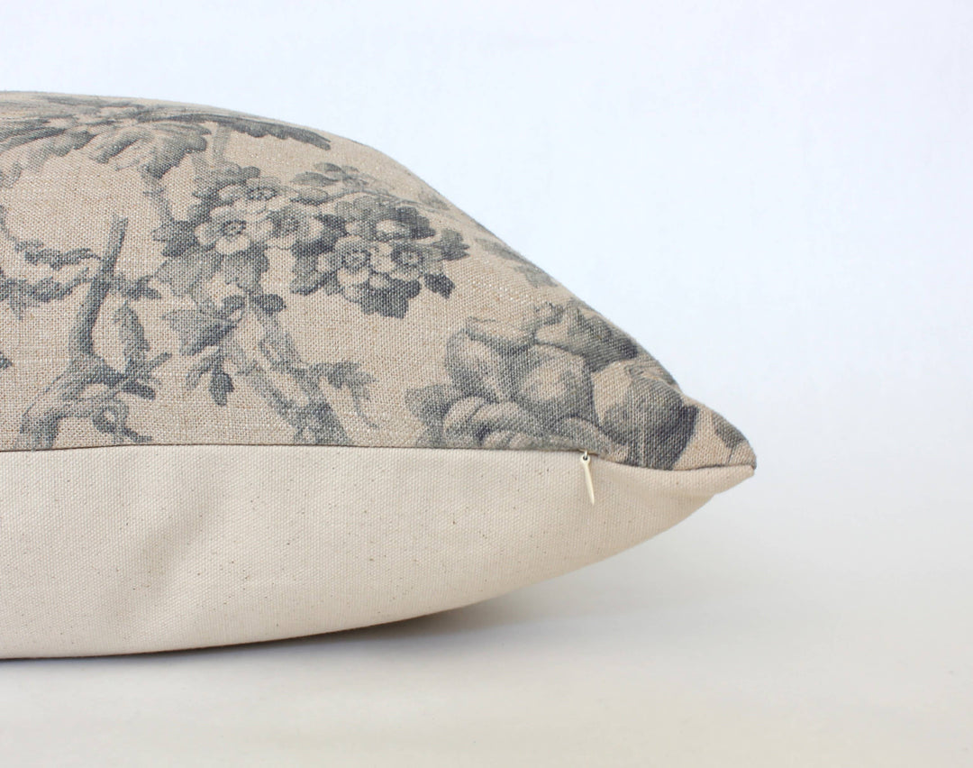 Designer Floral Lumbar, Tan Throw Pillow | Creek: 14x36