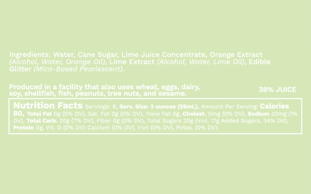 margarita drink mixer with edible glitter nutrition facts