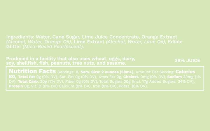 margarita drink mixer with edible glitter nutrition facts