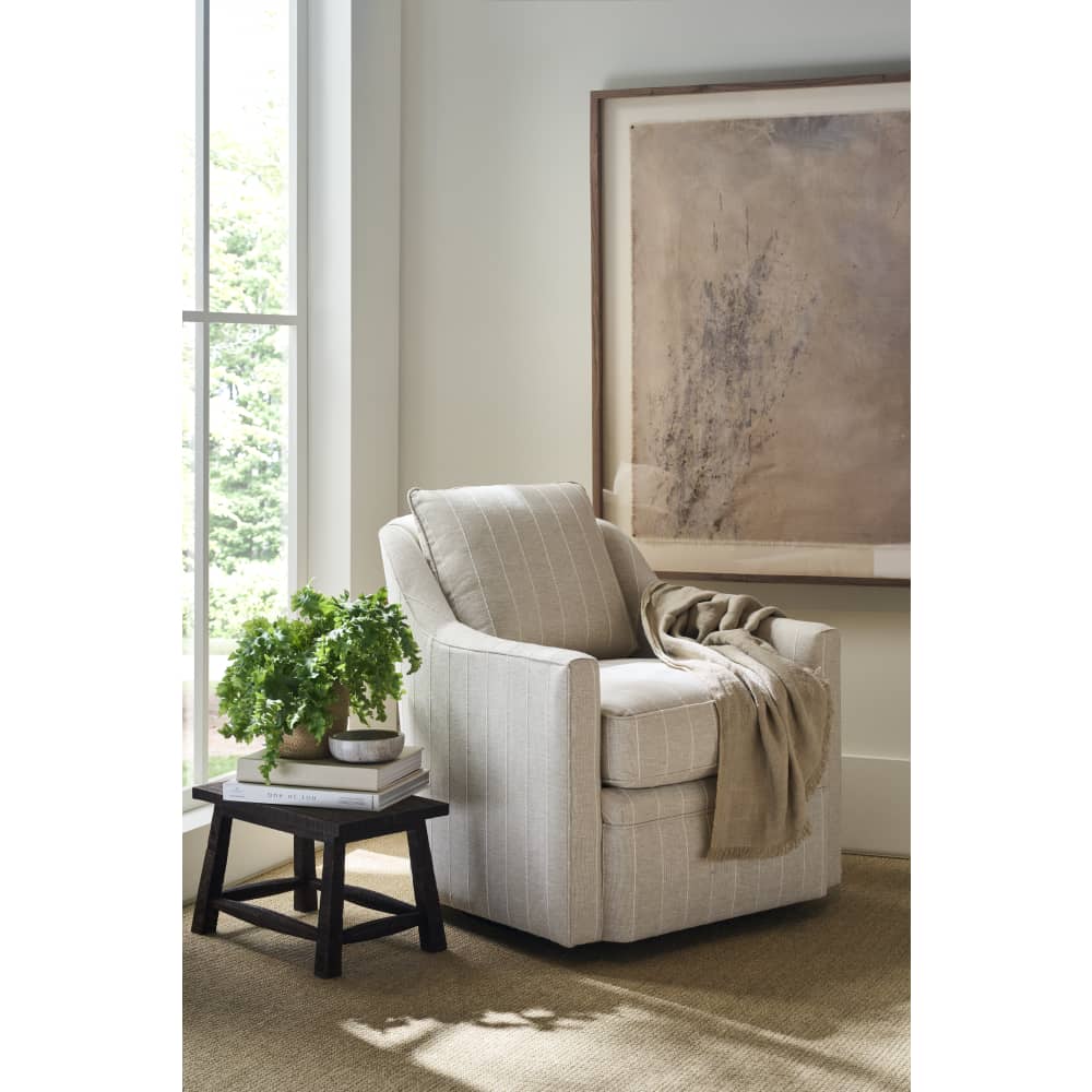 Beige swivel chair with stripes