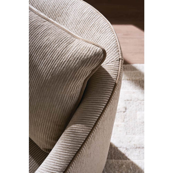 beige striped  swivel armchair with cushions