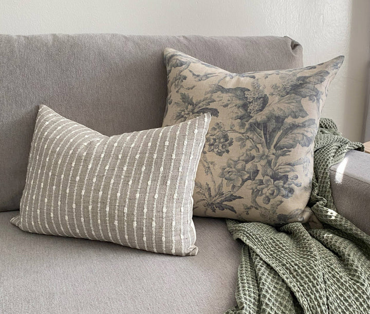 Designer Floral Lumbar, Tan Throw Pillow | Creek: 14x36