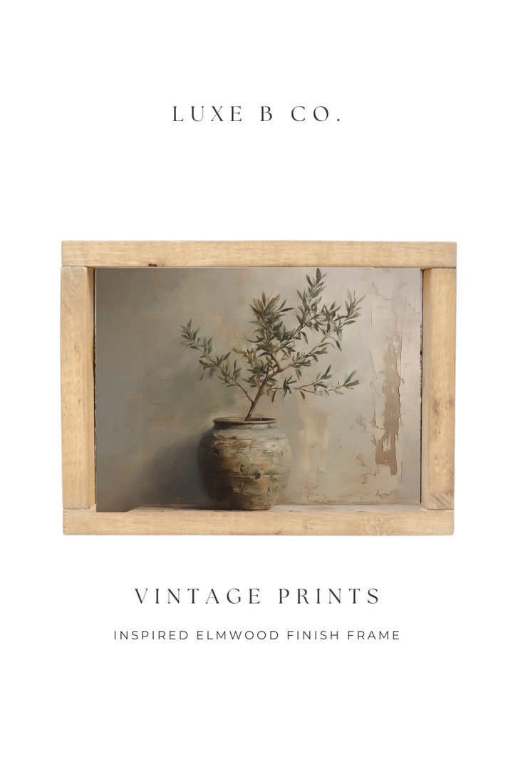 Vintage Framed Print Antique Pot: 11x14" WOOD FRAMED ART INSPIRED ELMWOOD FRAME
