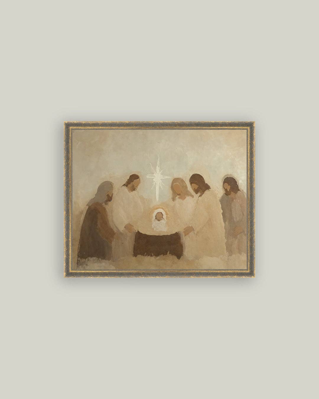 framed artwork of the nativity with star in the center