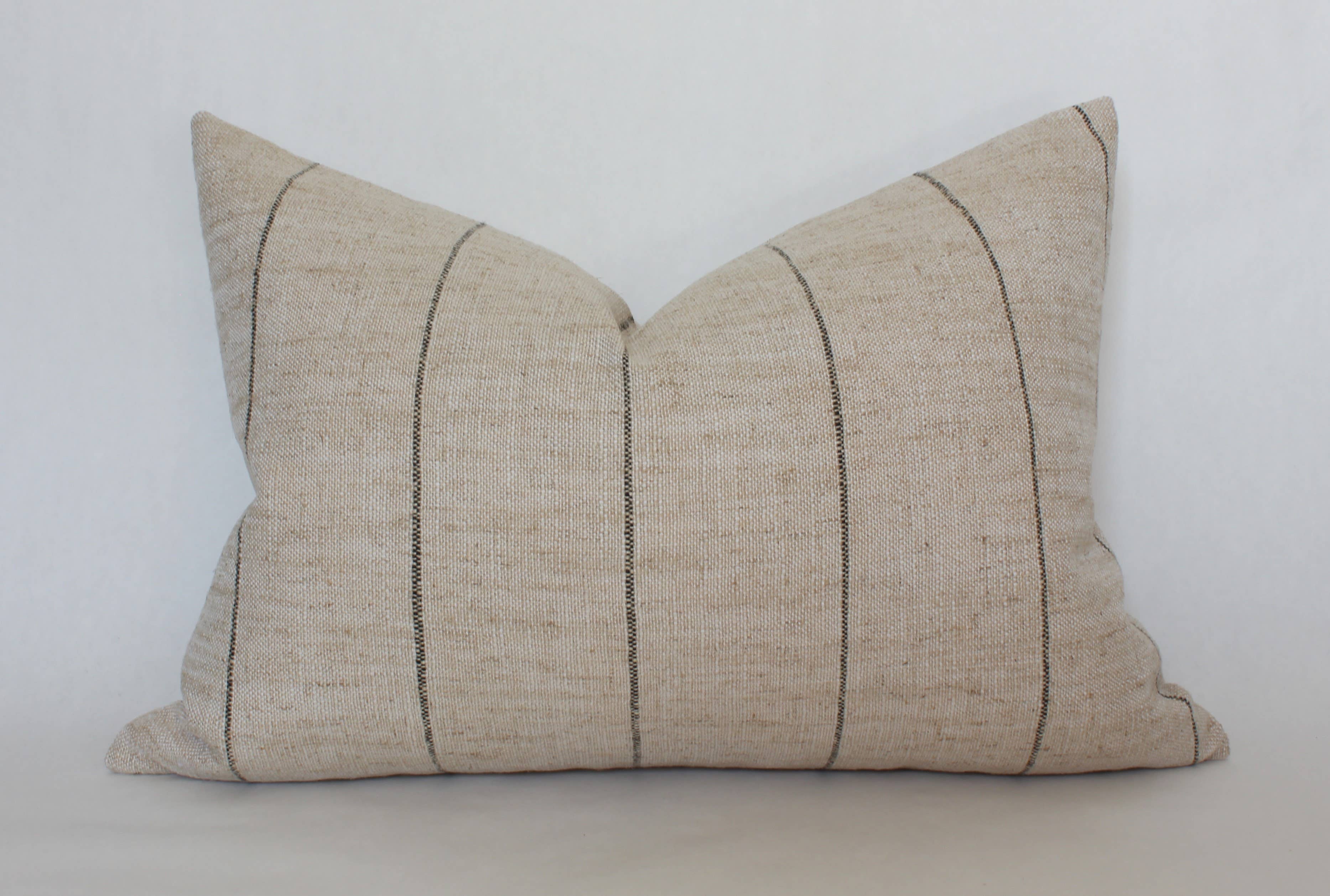 Evans Neutral Striped Pillow Cover - Thumbnail 5