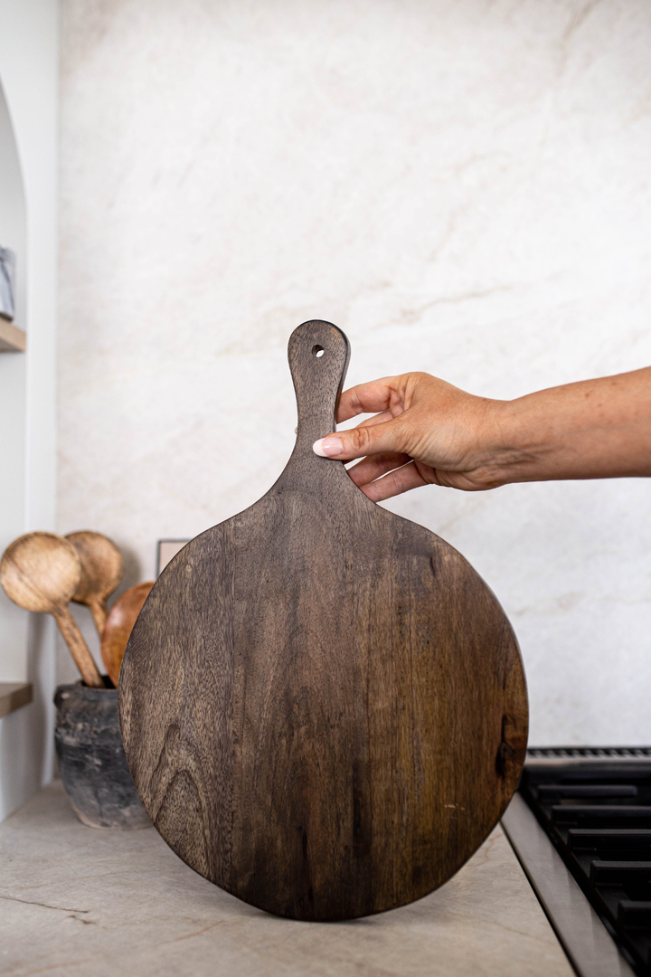 dark wooden platter / board