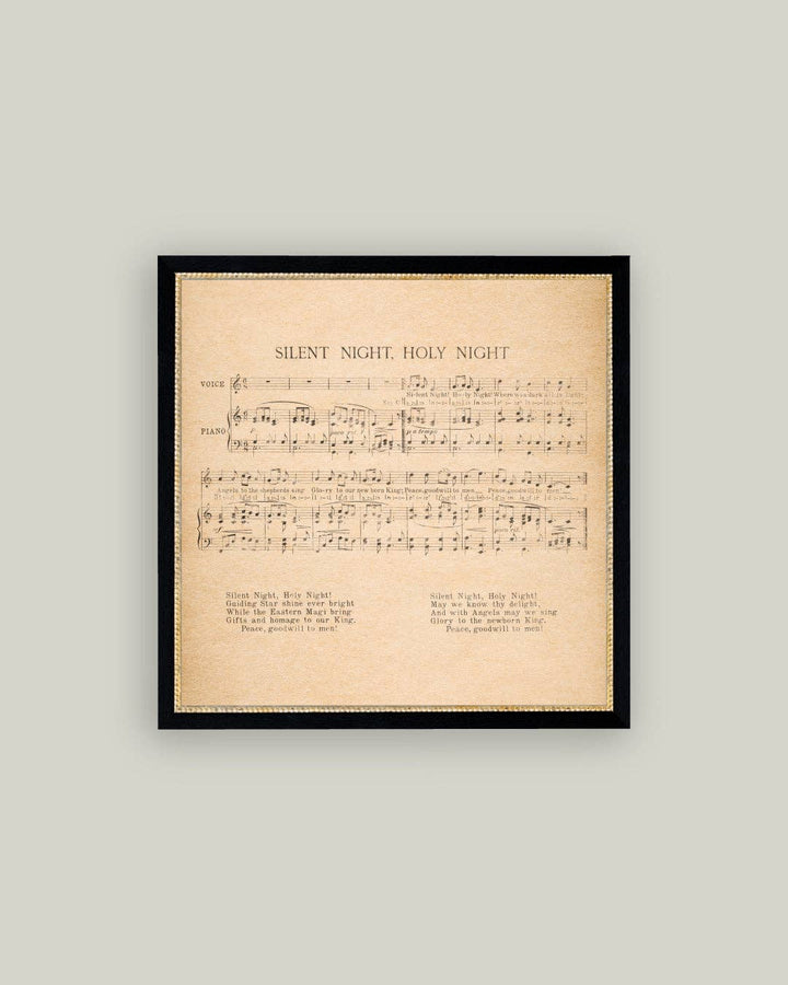Framed sheet music for 'Silent Night, Holy Night'