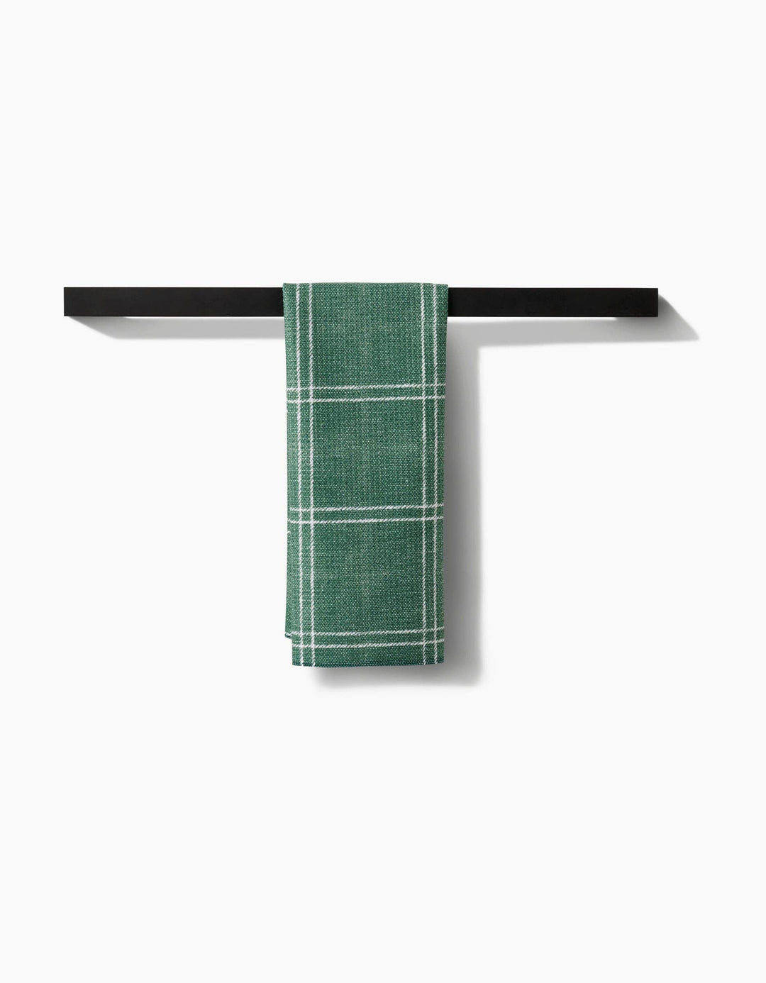 forest green and white plaid tea towel