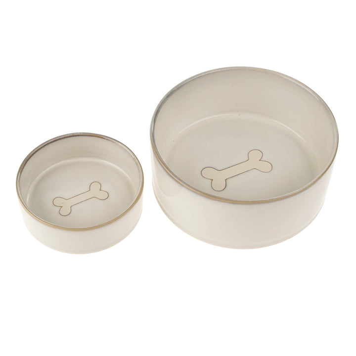 Small Pottery Pet Bowl, White