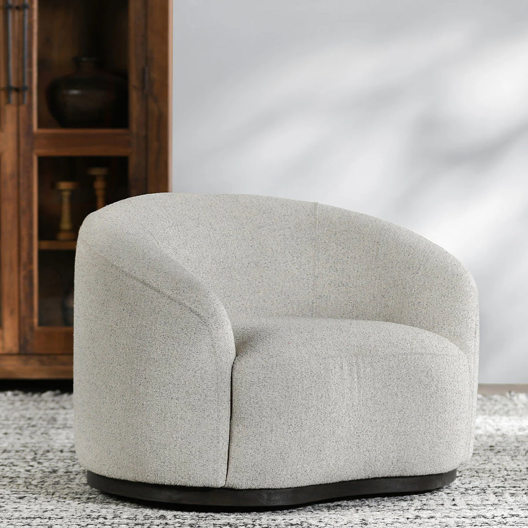 Beverly Upholstered Swivel Chair- Ivory