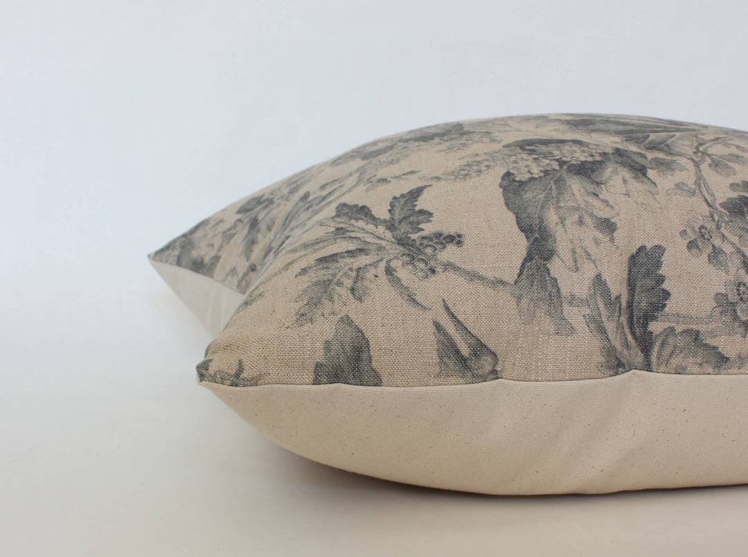 Designer Floral Lumbar, Tan Throw Pillow | Creek: 14x36