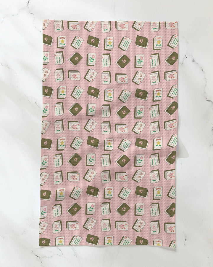 Flower Tiles Tea Towel: Green