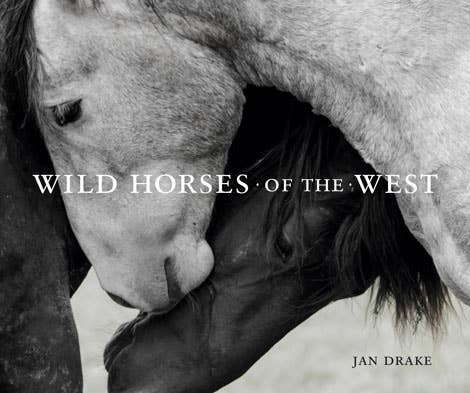 Book cover of 'Wild Horses of the West' by Jan Drake featuring a close-up of two horses.