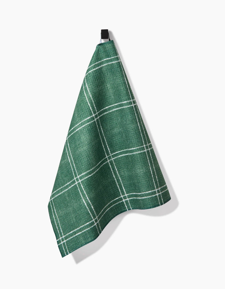 forest green and white plaid tea towel