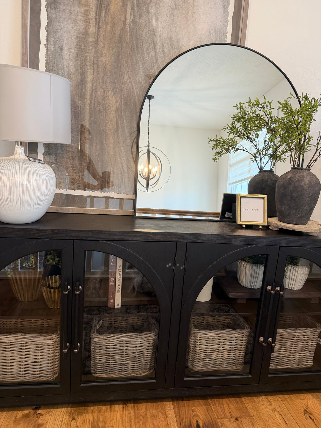 Arched Black Frame Mirror