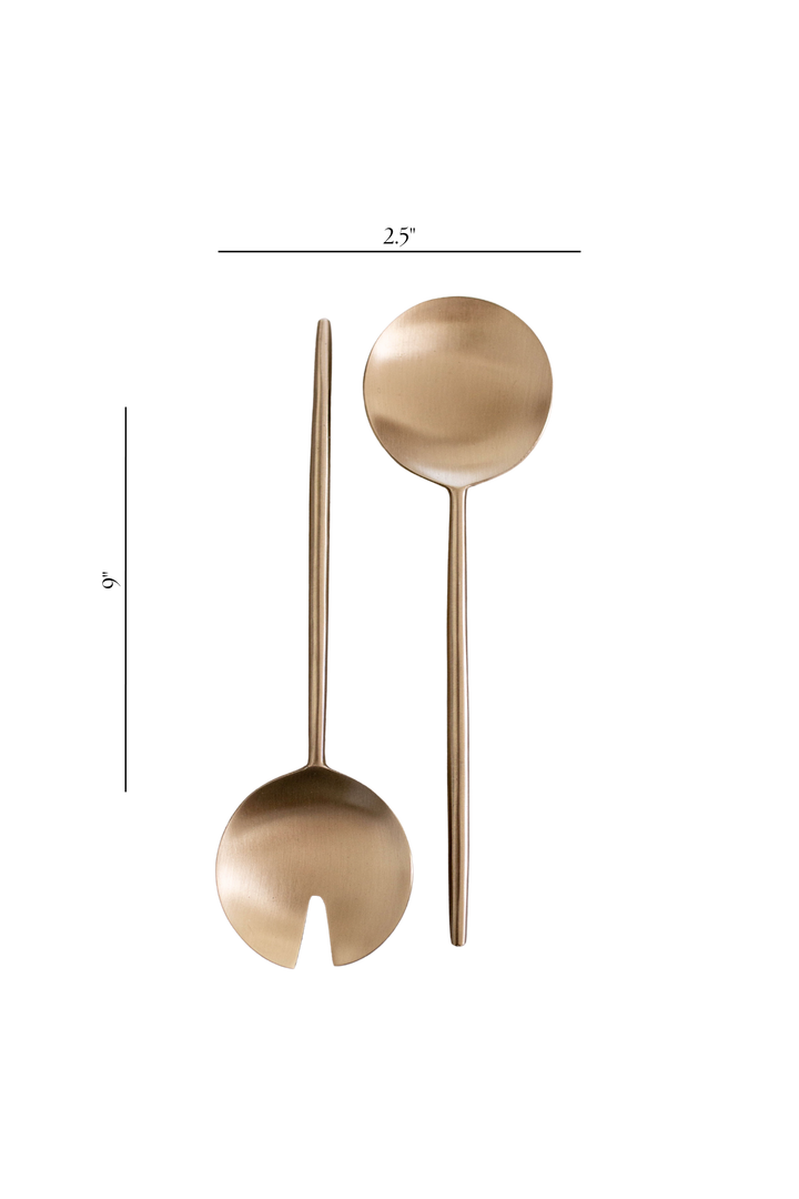stainless steel salad servers with dimensions