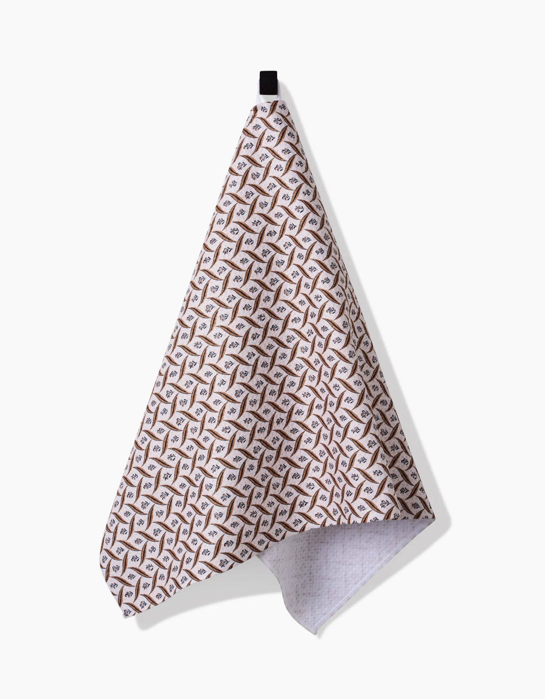 geometry towel with brown leaves and small flowers
