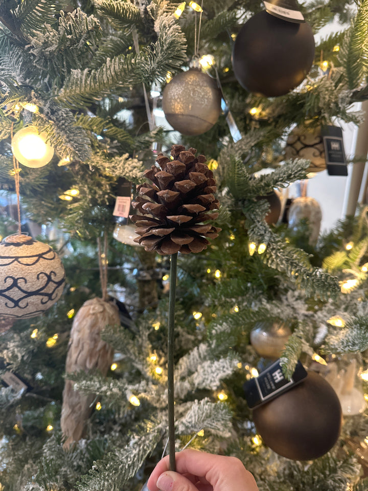 pine cone pick with green stem