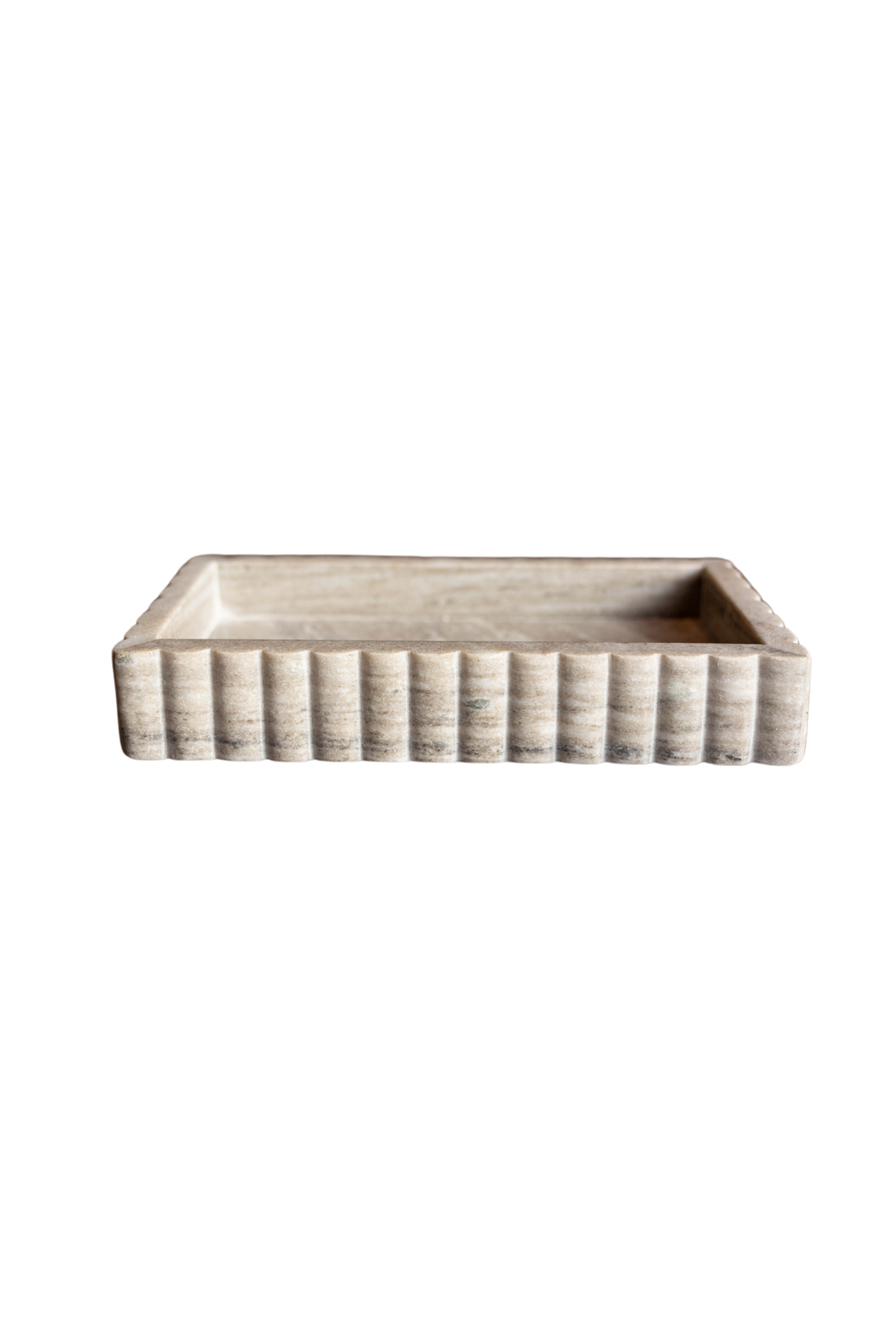 Rectangular ceramic tray with textured surface 