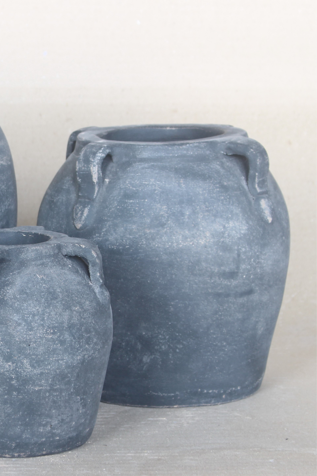 Noir Black Wash Vase With Handles Medium